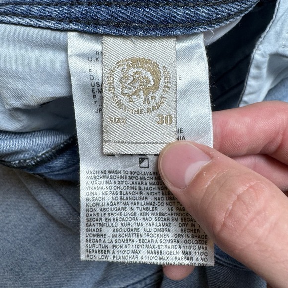 Diesel Jeans Men 32x31 Blue Safado Slim Straight Leg Thrashed Denim Pants 0806K - Picture 9 of 15